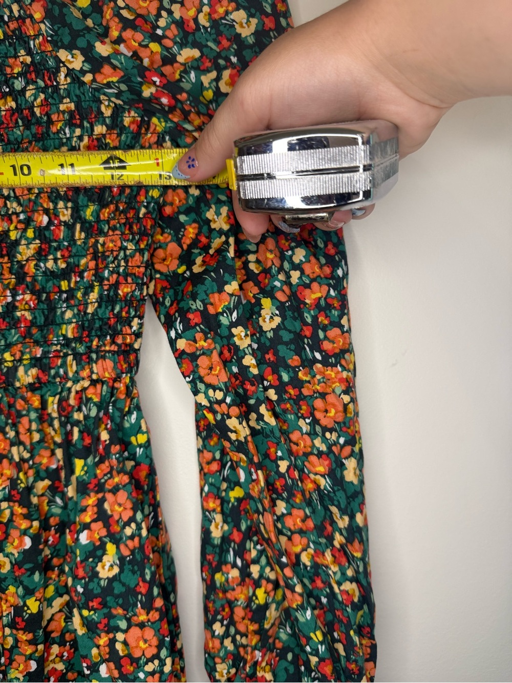 J. Crew GIRLS Green Floral Smocked Casual Dress - Picture 6 of 6